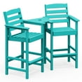 thumbnail image 1 of JUSTLET Balcony Chair Set of 2, Outdoor Adirondack Barstools with Connecting Tray, Turquoise, 1 of 9