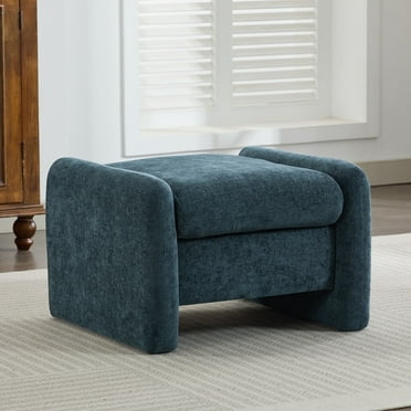 JUSTLET Chenille Ottoman for Living Room,Blue