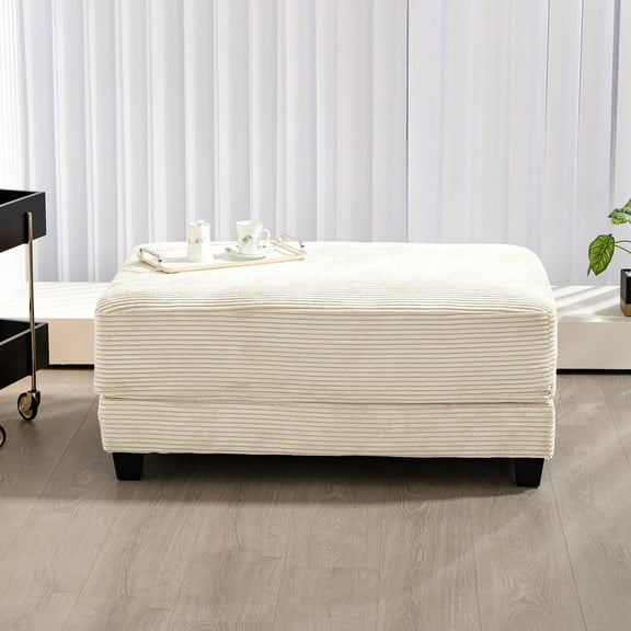 JUSTLET Corduroy Ottoman for Sectional Sofa, Beige