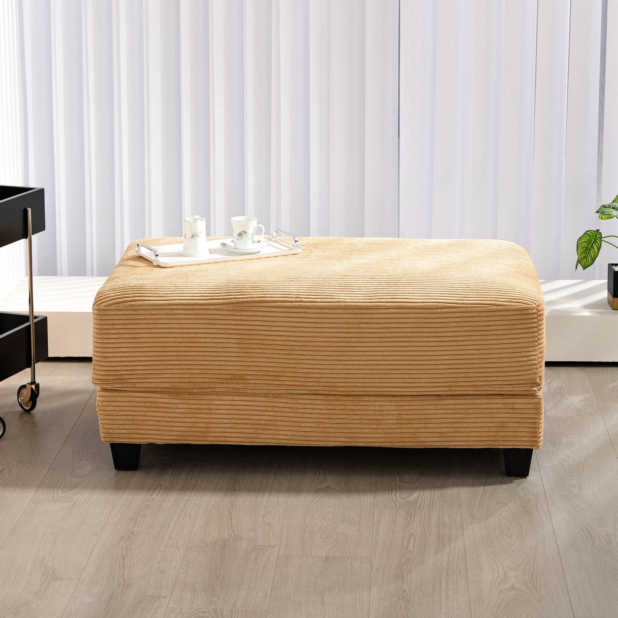 JUSTLET Corduroy Ottoman for Sectional Sofa, Yellow