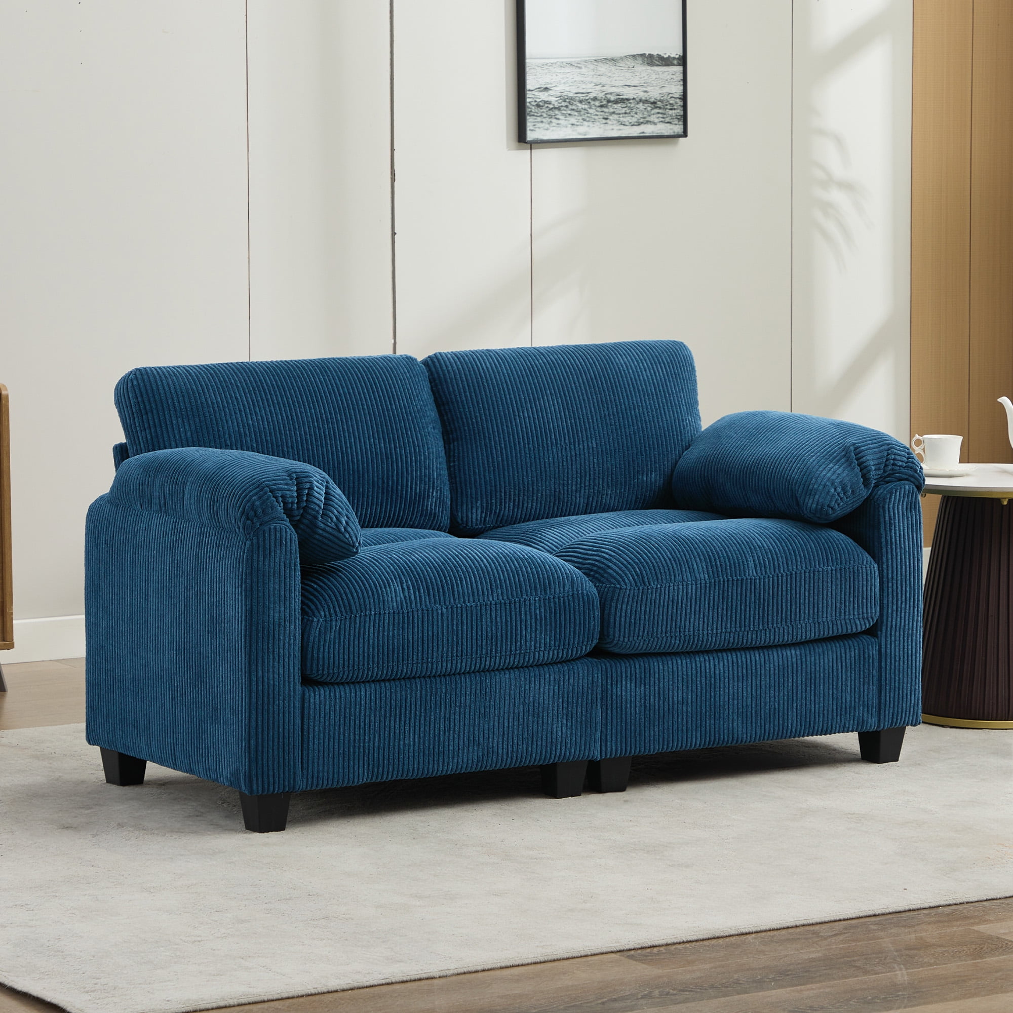 JUSTLET Corduroy Sofa Couch, 60.6" Modern Loveseat Sofa for Living Room ...