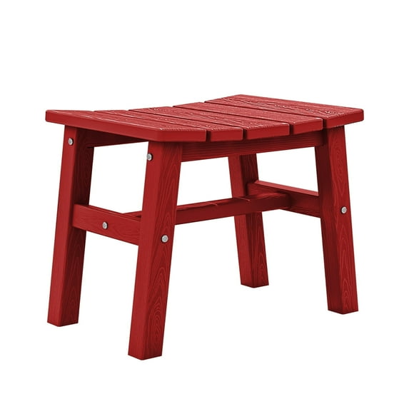 JUSTLET Economy Ottoman, HDPE Weather Resistant Patio Adirondack Footstool, Dark Red