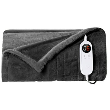 JUSTLET Electric Heated Blanket, Double-sided flannel electric blanket, 50" x 60",Dark Grey