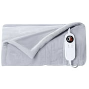 JUSTLET Electric Heated Blanket, Double-sided flannel electric blanket, 50" x 60", Light Grey