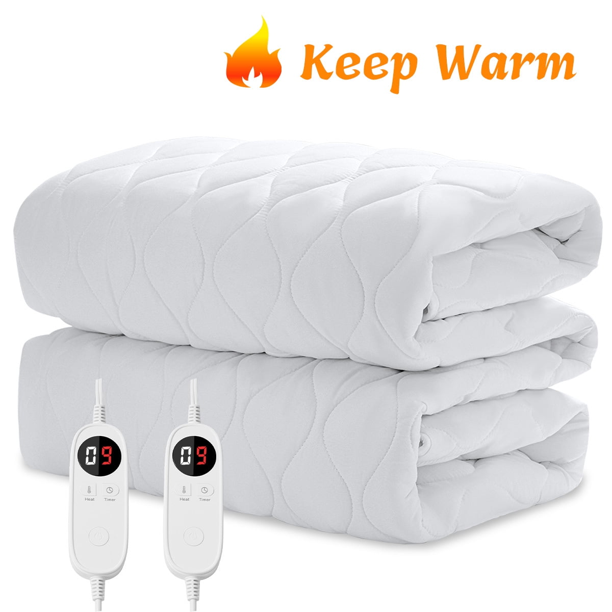 JUSTLET Electric Dual Warmer Heated Mattress Pad w