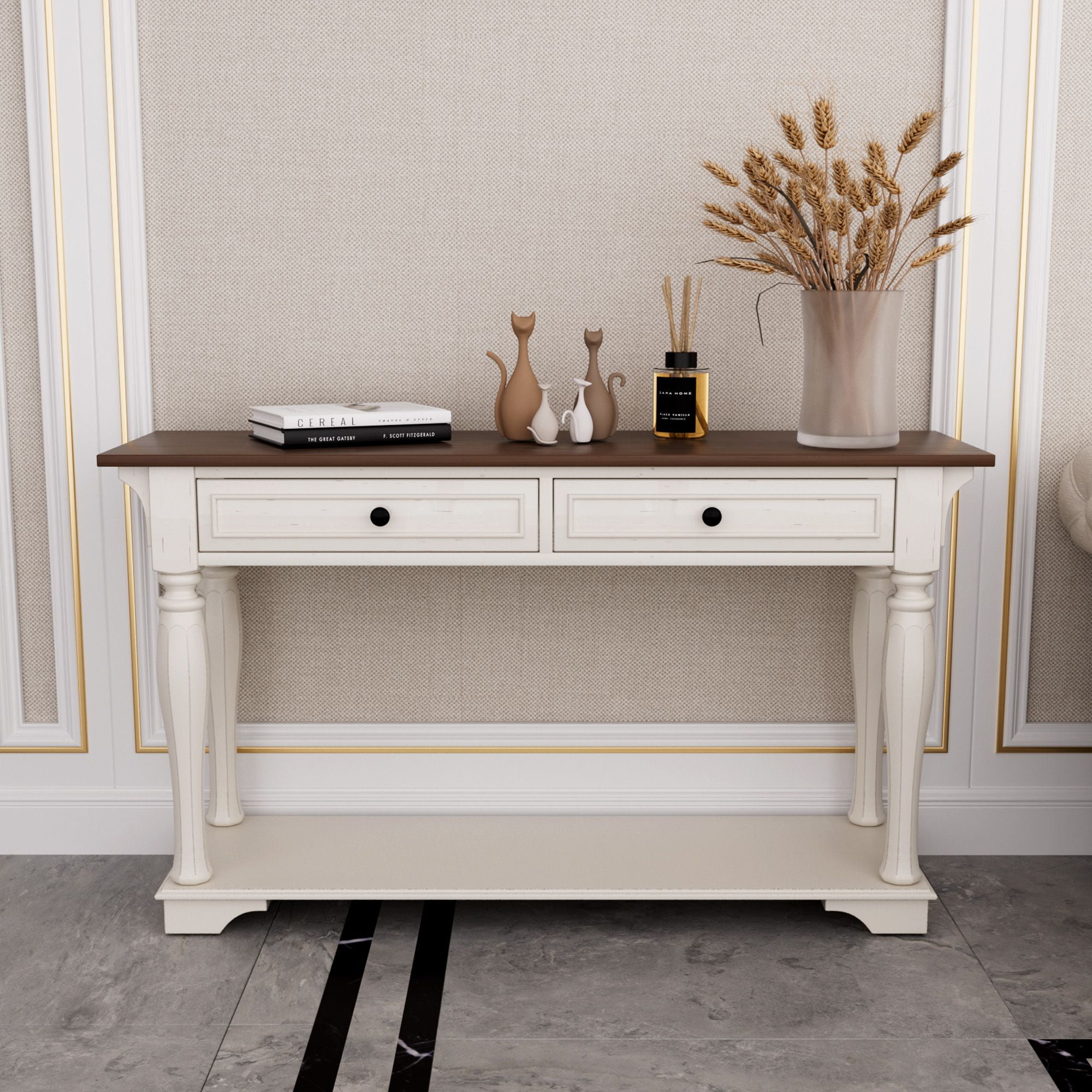 JUSTLET Entryway Table with Storage, Solid Wood Console Table with ...