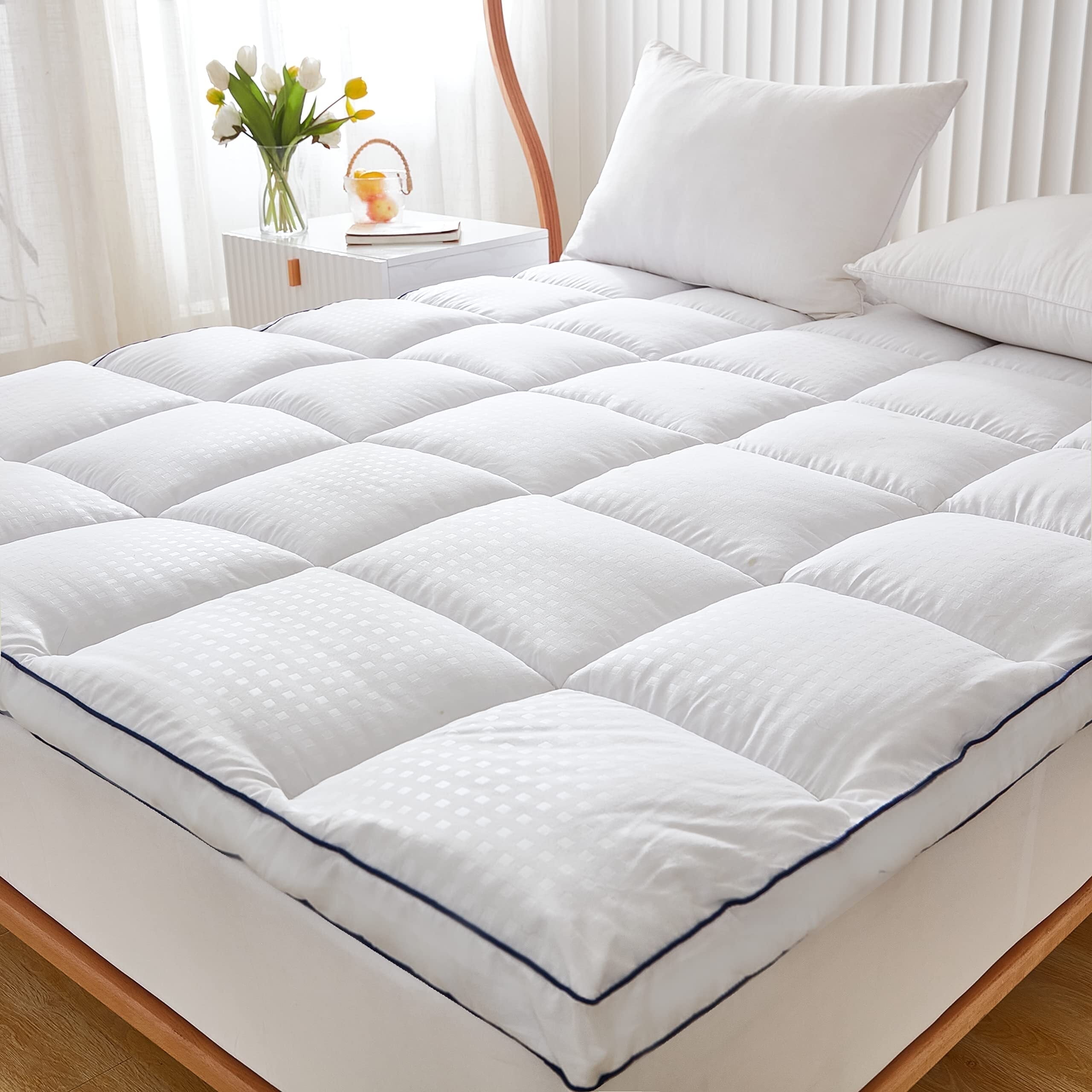 Siluvia King Mattress Topper – Extra Thick 3D Snow Down Alternative Fill, 100% Viscose Cooling Cover, 8-21 Inch Deep Pocket