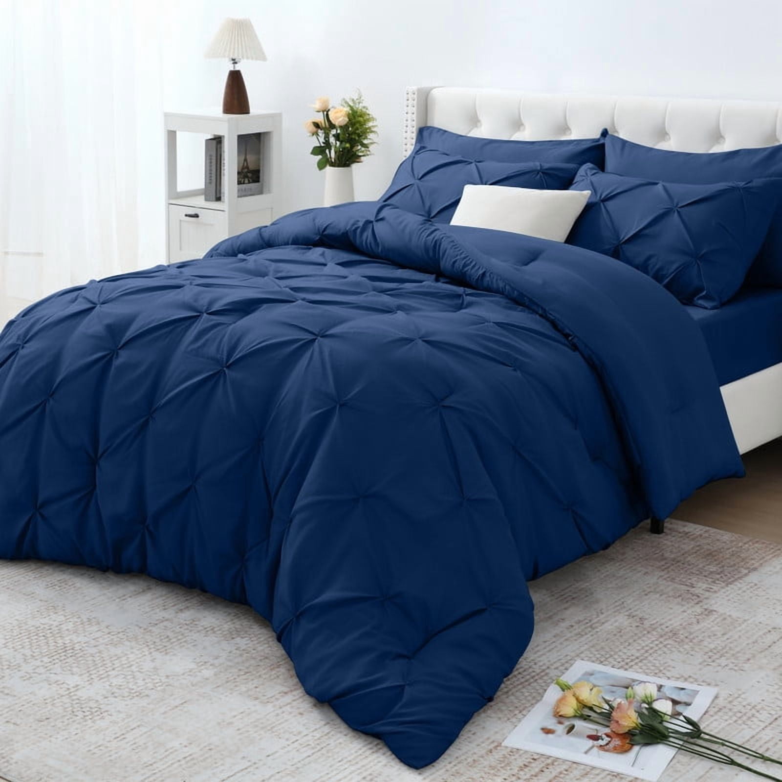 JUSTLET Full Size Comforter Set, 7 Pieces Bed in a Bag for All Season ...