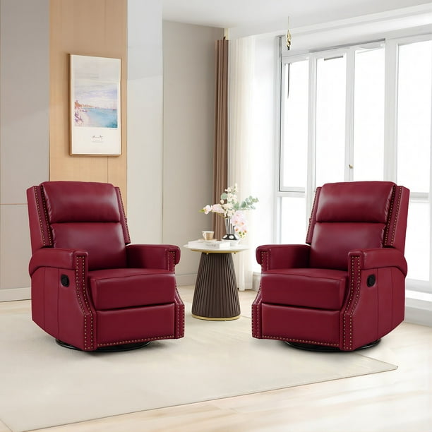 Red leather rocker recliner best sale