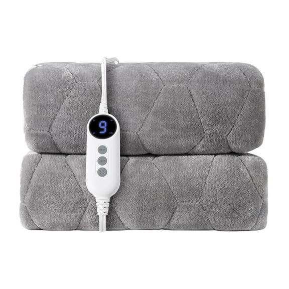 JUSTLET Heated Mattress Pad Full Size - Single Contro Flannel Electric Mattress Pad with 5 Heating Levels and 10-hour auto shut-off function, Grey