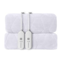 JUSTLET Heated Mattress Pad Queen Size - Dual Control Flannel Electric Mattress Pad with 5 Heating Levels and 10-hour auto shut-off function, White