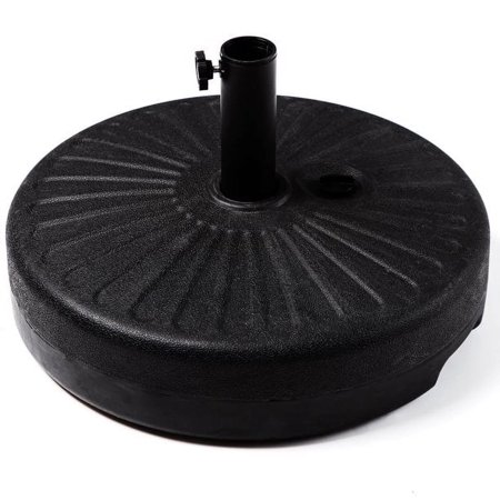JUSTLET Heavy Duty Plastic Patio Umbrella Base, Black Round