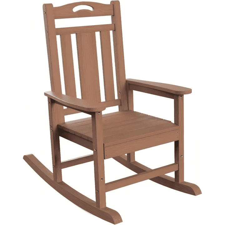 Brown HDPE Plastic Adirondack Rocking Chair with Arms