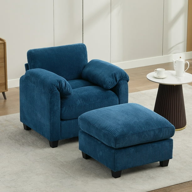 JUSTLET Lounge Chair with Ottoman, Cordu…