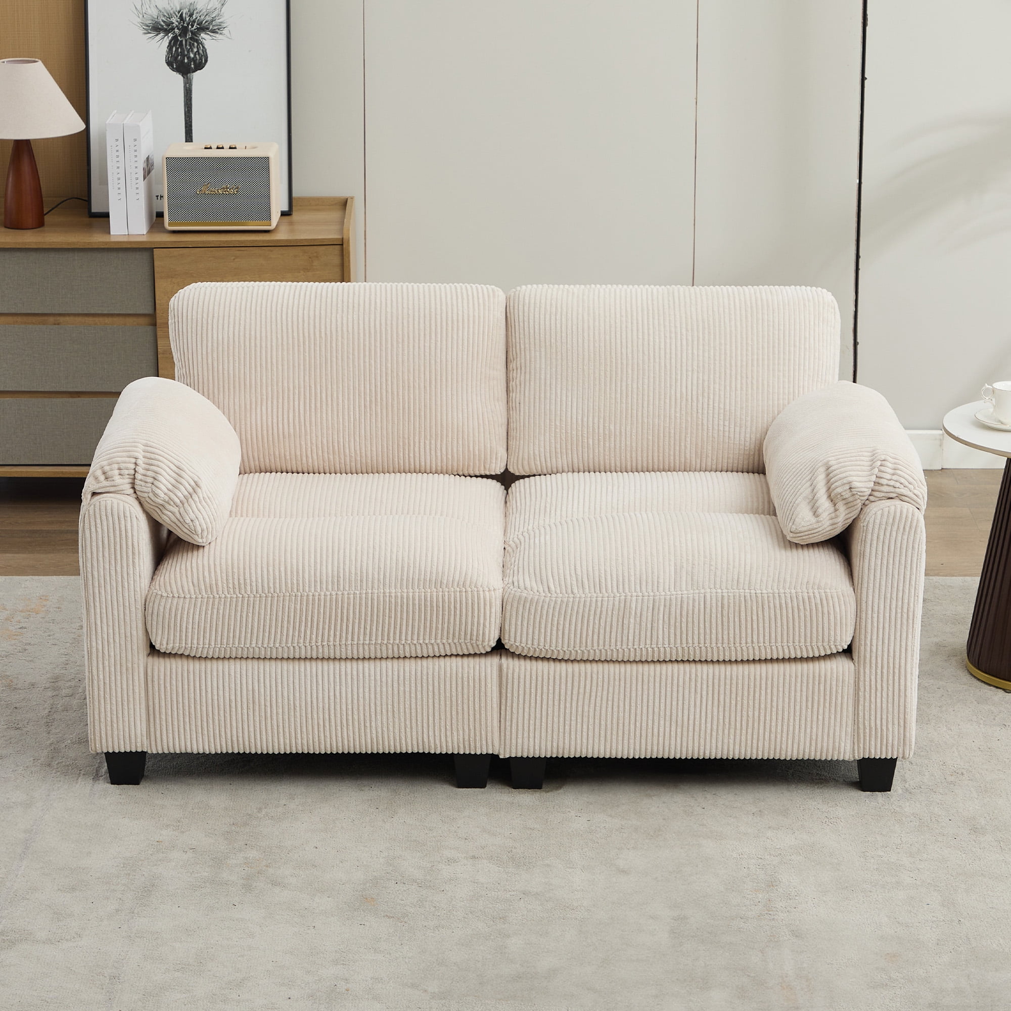 JUSTLET Loveseat Sofa, Modern 2 Seater Corduroy Sofa Couch for Living ...