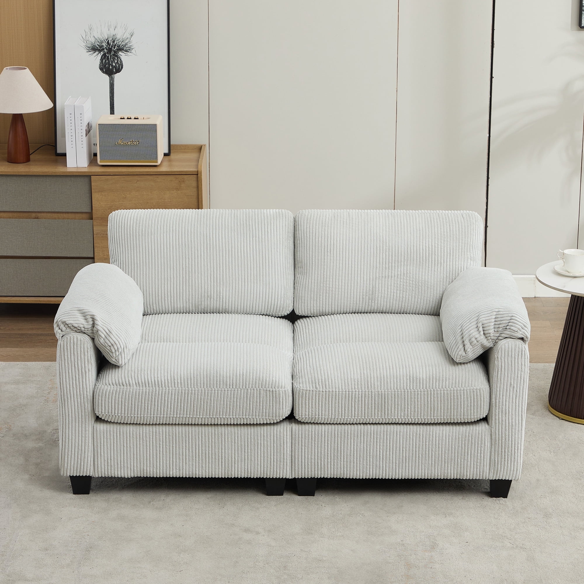 JUSTLET Loveseat Sofa, Modern 2 Seater Corduroy Sofa Couch for Living ...