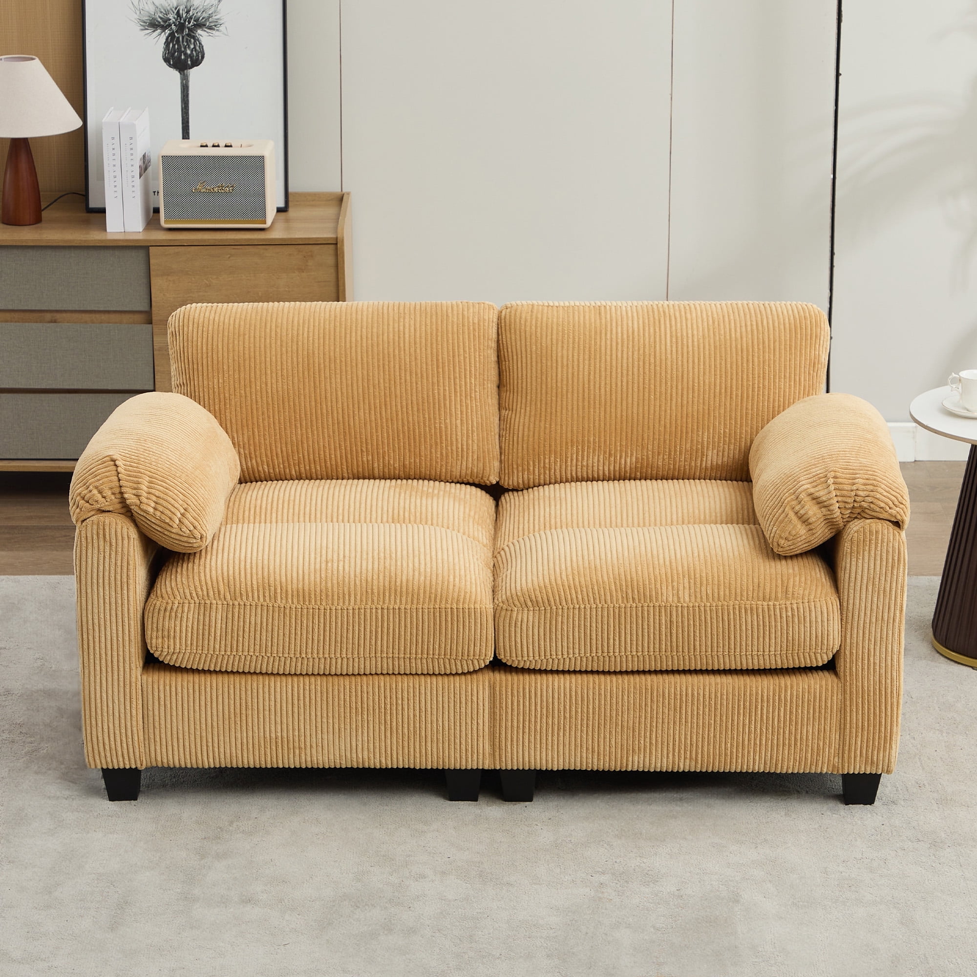 JUSTLET Loveseat Sofa, Modern 2 Seater Corduroy Sofa Couch for Living ...