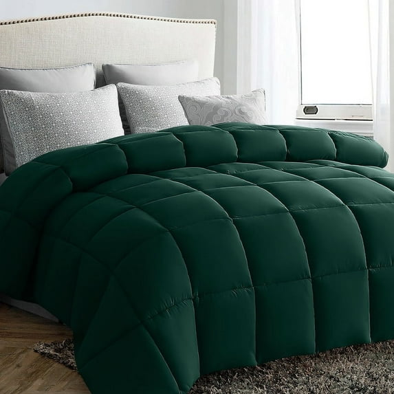 JUSTLET Luxury Solid Down Alternative Machine Washable Green Comforters, Full