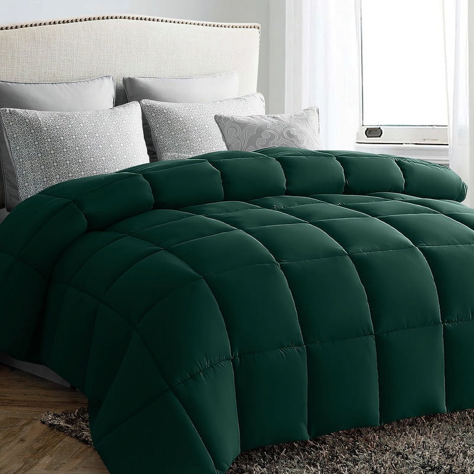 JUSTLET Luxury Solid Down Alternative Machine Washable Green Comforters, King - Walmart.com