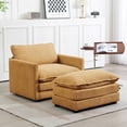 thumbnail image 1 of JUSTLET Modern Corduroy Accent Armchair with Ottoman for Bedroom Living Reading Room Office, Yellow, 1 of 8
