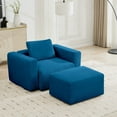 thumbnail image 1 of JUSTLET Modern Single Sofa with Ottoman, Plush Corduroy Accent Chair, Modular Living Room Furniture Set, Blue, 1 of 6