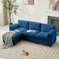 thumbnail image 1 of JUSTLET Modular Sectional Sofa, L Shaped Corduroy Sofa Couch, Modular Sectionals with Ottomans, 4 Seat Sofa Couch with Chaise for Living Room Bedroom, Navy, 1 of 10