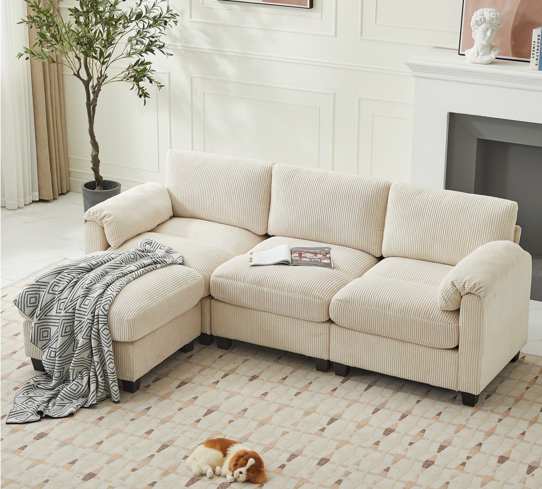 Cream sectional sofa with chaise discount