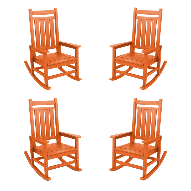 JUSTLET 4 Pieces Outdoor Rocking Chair for porch, HDPE Plastic Porch ...