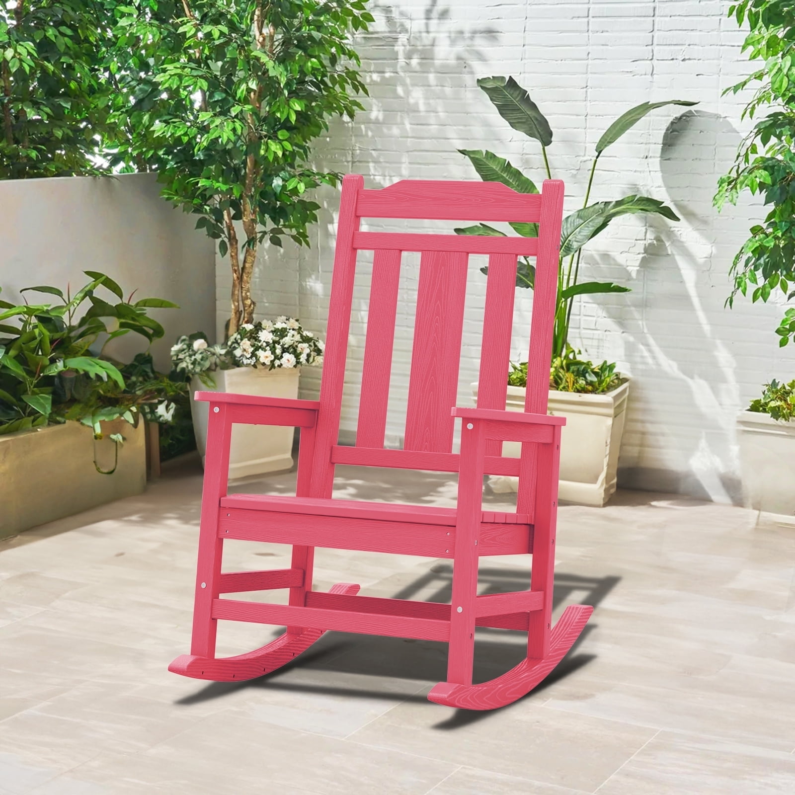 JUSTLET Outdoor High Back Porch Rocking Chair,HDPE Oversized