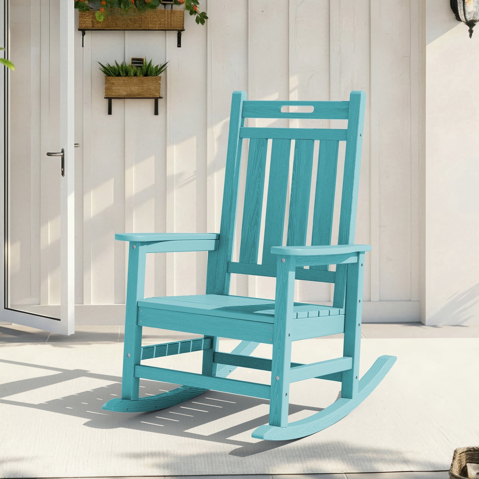 LOYALICE HDPE Outdoor Rocking Chair for Porch Patio, All-Weather High ...