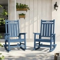 thumbnail image 1 of LOYALICE 2PC HDPE Outdoor Rocking Chair for Porch Patio, All-Weather High Back Rocker with Wood-Grain Texture, Heavy-Duty Deck Garden Seating, Fade-Resistant & Easy to Clean,Navy Blue, 1 of 10