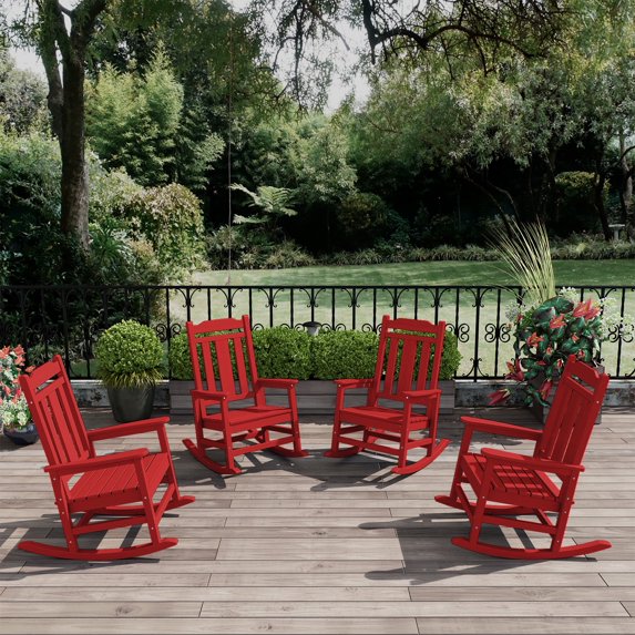 Outside Rocking Chair With Stand LOYALICE Outdoor High Back Porch Rocking Chair Set of 4,HDPE Oversized ...