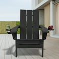 thumbnail image 1 of JUSTLET Outdoor Patio Chair with 2 Cup Holder, HDPE Folding Adirondack Chair, Black, 1 of 10