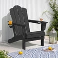 thumbnail image 1 of LOYALICE Folding Adirondack Chair with Dual Cup Holders, All-Weather HDPE Outdoor Patio Chair for Backyard, Poolside, Garden, Fire Pit, Black, 1 of 11