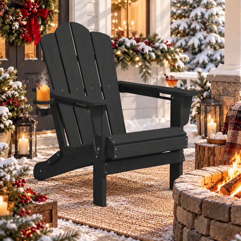 JUSTLET Outdoor Patio Chair HDPE All Weather Folding Adirondack Chair For Deck Poolside Lawn Camping Black: Should You Buy It?