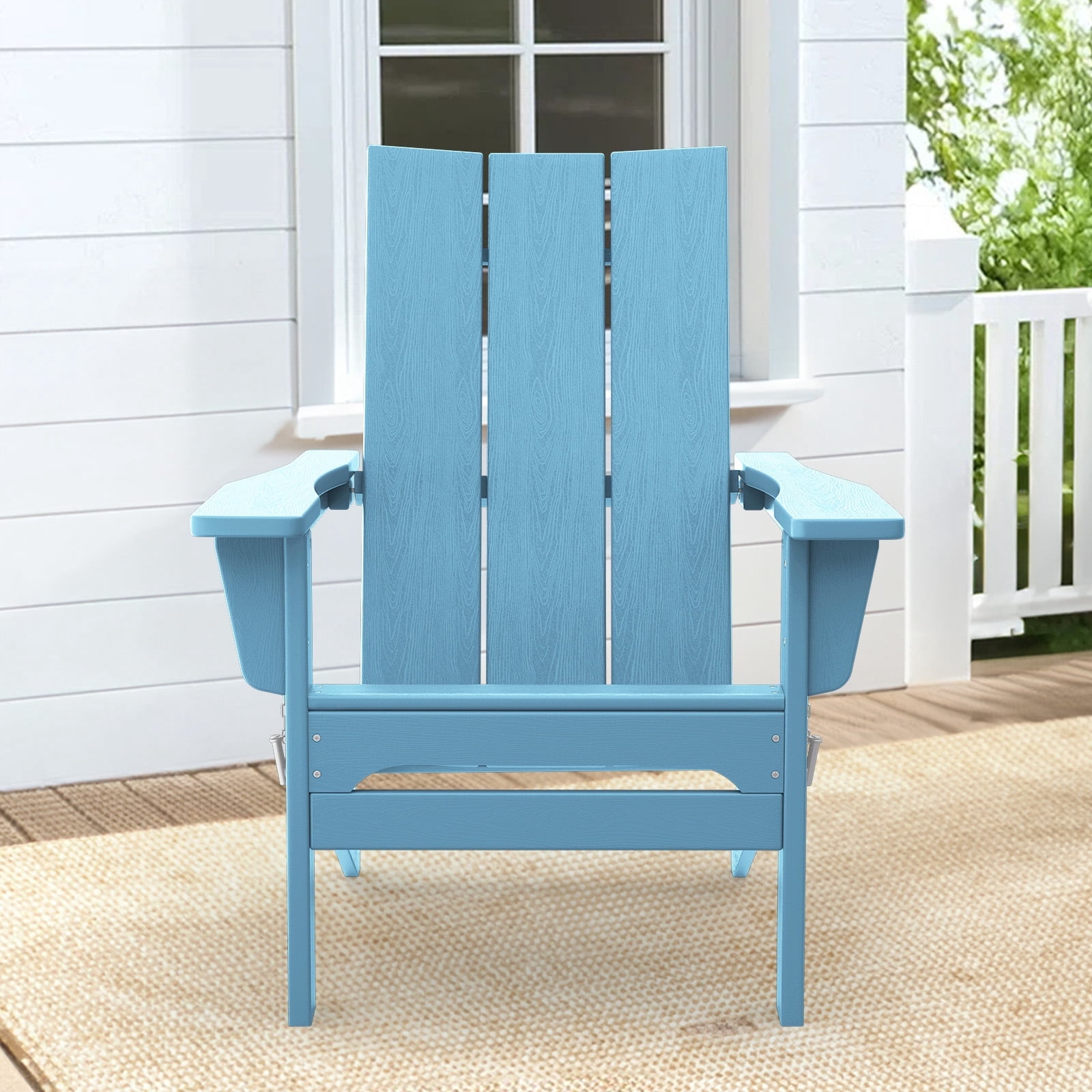 JUSTLET All-Weather HDPE Adirondack Chair – Folding Patio Seating