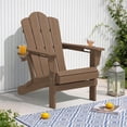 thumbnail image 1 of LOYALICE Folding Adirondack Chair with Dual Cup Holders, All-Weather HDPE Outdoor Patio Chair for Backyard, Poolside, Garden, Fire Pit, Brown, 1 of 11