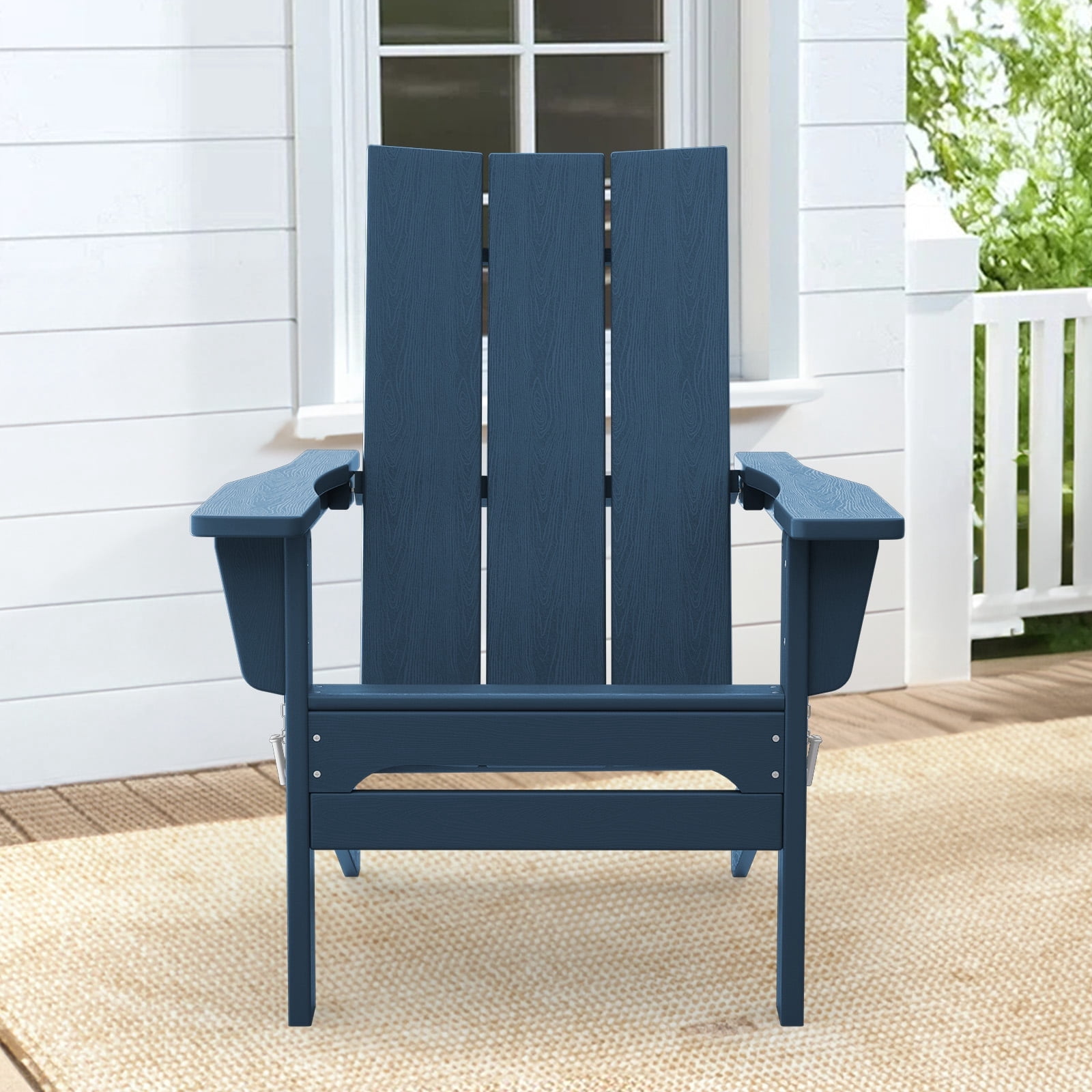 JUSTLET All-Weather HDPE Adirondack Chair – Folding Patio Seating
