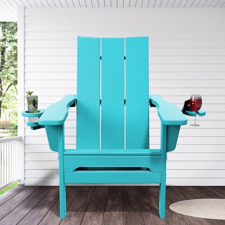 JUSTLET Outdoor Patio Chair, HDPE Folding Adirondack Chair, Aruba Blue