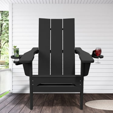 JUSTLET Outdoor Patio Chair, HDPE Folding Adirondack Chair, Black
