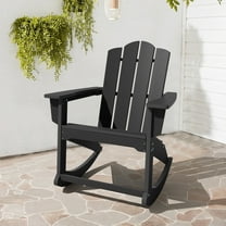 JUSTLET Outdoor Patio Chair, HDPE Plastic Rocking Adirondack Chair,Black