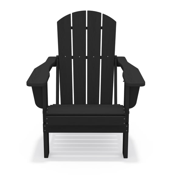 LOYALICE Folding Adirondack Chair, Weather Resistant HDPE Outdoor Patio Chair with Wide Armrest for Outdoor, Patio, Poolside, Garden, Black