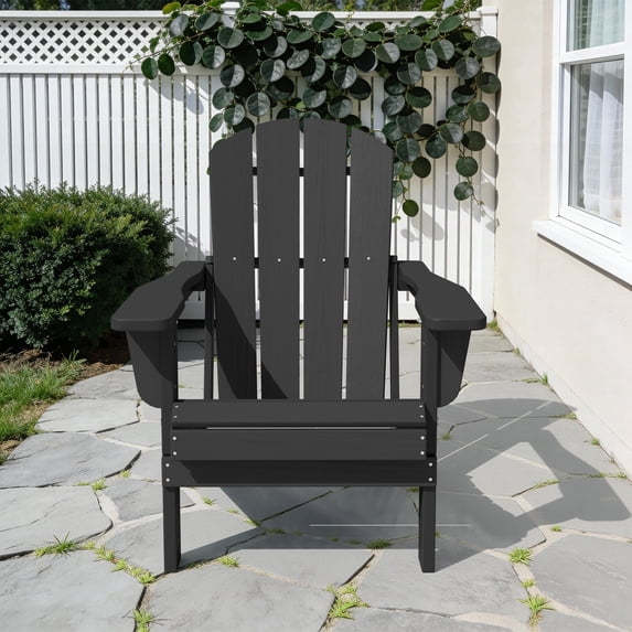 LOYALICE Outdoor Patio Chair, HDPE Plastic Adirondack Chair, Black