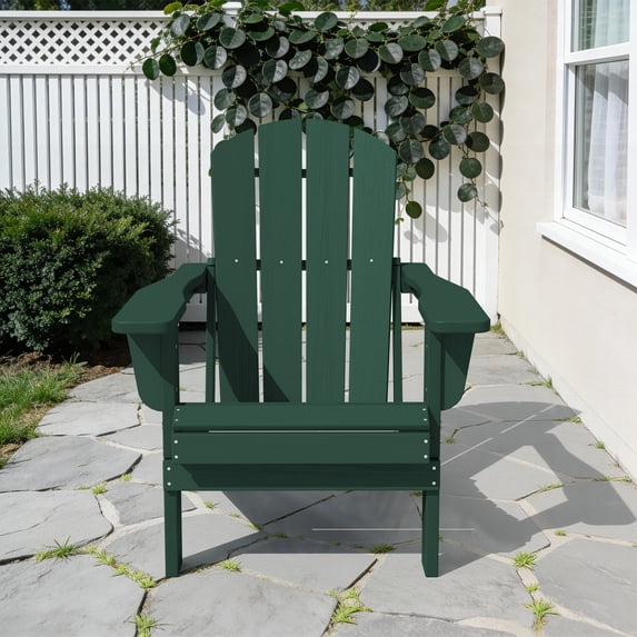 LOYALICE Outdoor Patio Chair, HDPE Plastic Adirondack Chair, Dark Green