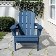 LOYALICE Folding Adirondack Chair, Weather Resistant HDPE Outdoor Patio Chair with Wide Armrest for Outdoor, Patio, Poolside, Garden, Navy Blue