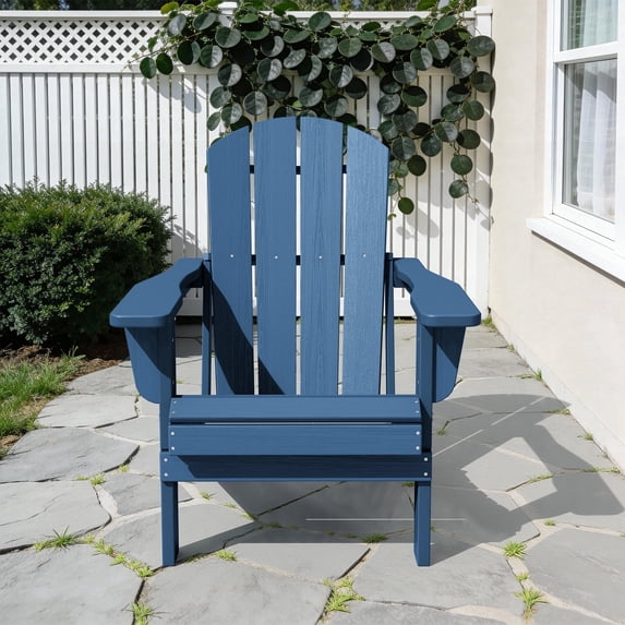 LOYALICE Outdoor Patio Chair, HDPE Plastic Adirondack Chair, Navy Blue