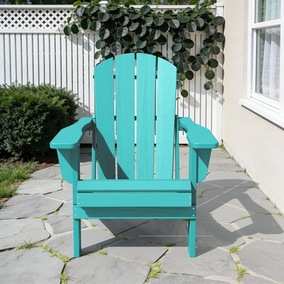LOYALICE Outdoor Patio Chair, HDPE Plastic Adirondack Chair, Peacock Blue