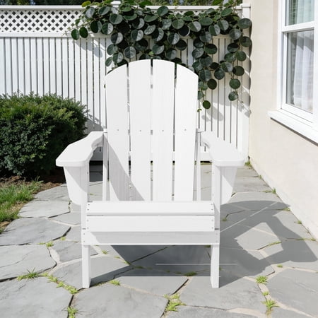 LOYALICE Outdoor Patio Chair, HDPE Plastic Adirondack Chair, White