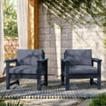 thumbnail image 1 of POTATO Outdoor Patio Furniture Set,2 Pieces Outdoor Chairs,HDPE Sofa Conversation Set, Weather Resistant,Navy Blue Frame with Gray Cushions, 1 of 7