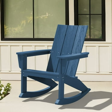JUSTLET Outdoor Patio Porch Rocker Chair, Rocking Adirondack Chair for Balcony, Blue